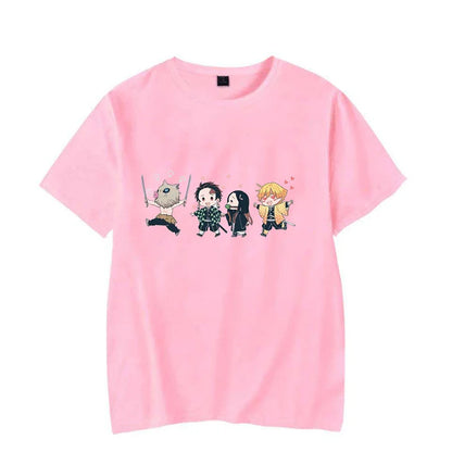 Hot Anime Kamado Tanjirou Kamado Nezuko Agatsuma Zenitsu Hashibira Inosuke Printed T-shirts Women Men Short Sleeve Summer Shirts