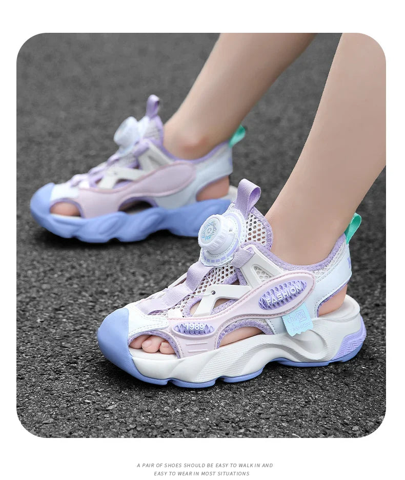 Summer Breathable Children's Sandals 5-16Y Boys' Fashion Beach Water Shoes Non Slip Outdoor Soft Bottom Sports Sandal Shading