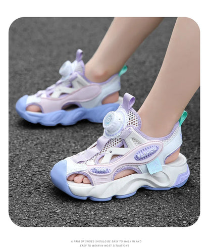 Summer Breathable Children's Sandals 5-16Y Boys' Fashion Beach Water Shoes Non Slip Outdoor Soft Bottom Sports Sandal Shading