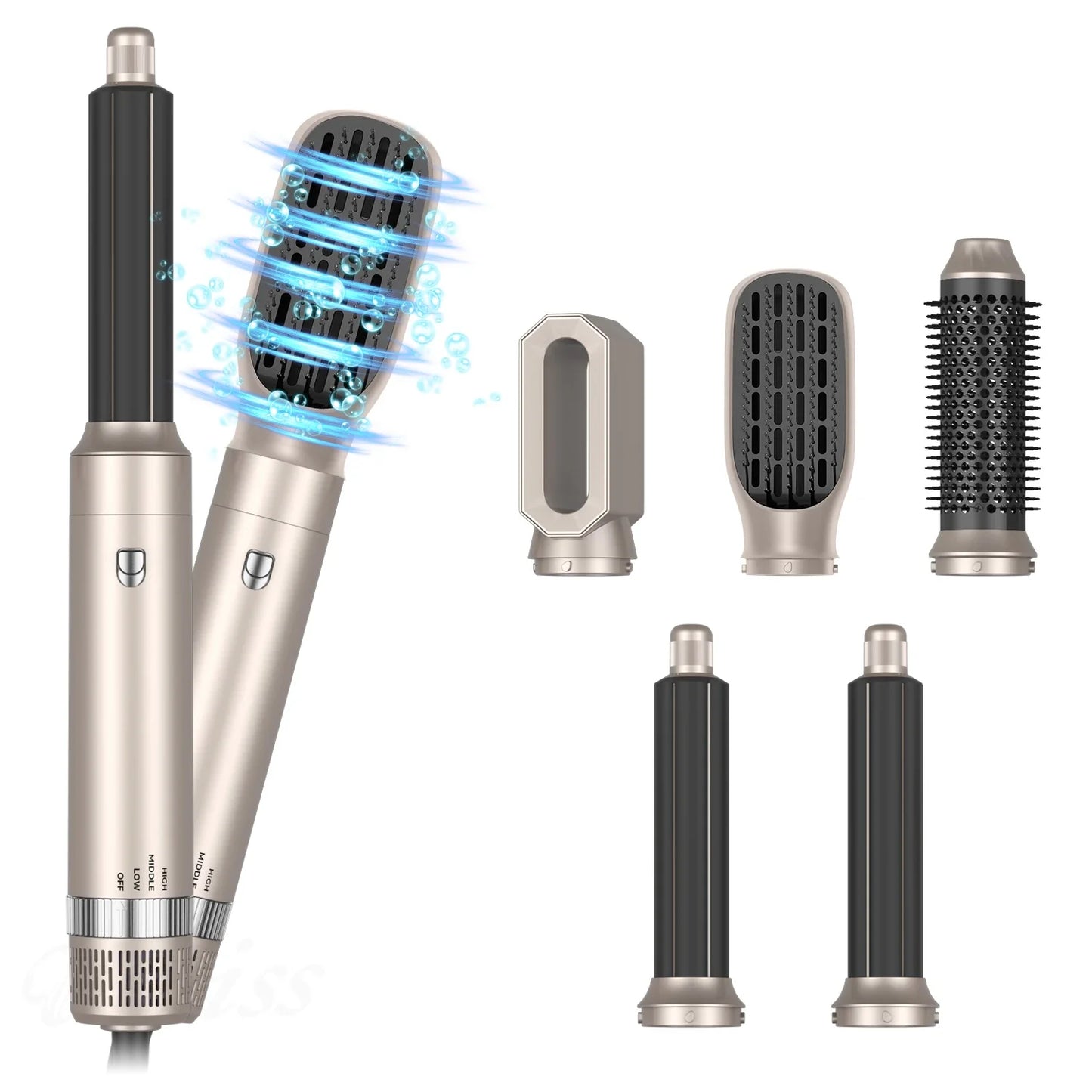 UKLISS Professional Hair Dryer 5 In 1 Hair Styler Hot Air Comb Electric Hair Heating Brush High Speed Blow Dryer Hair Brush