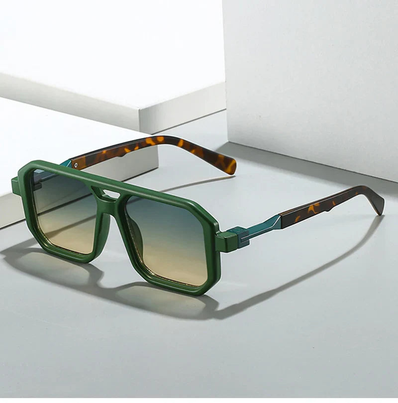 New Double Bridges Square Sunglasses Women Fashion Gradient Shades UV400 Retro Polygon Men Sun Glasses