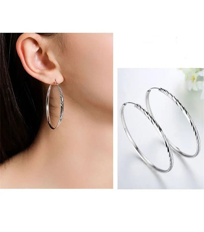 925 Sterling Silver Hoop Earrings For Women 18K Gold Plated Jewelry Dazzling Women's Hoops Earrings Christmas Gifts