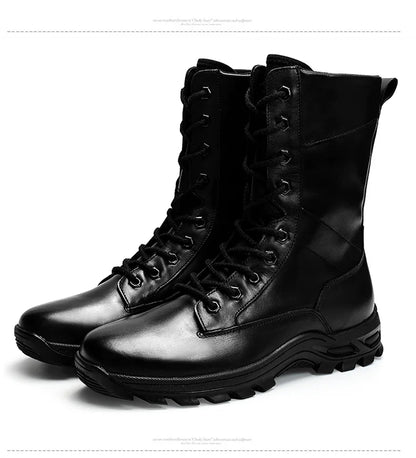 High Top Style Snow Boots Men Warm Men Lace Up Tactical Boots Brand Fashion Winter Ankle Boots Leather Outdoor Footwear