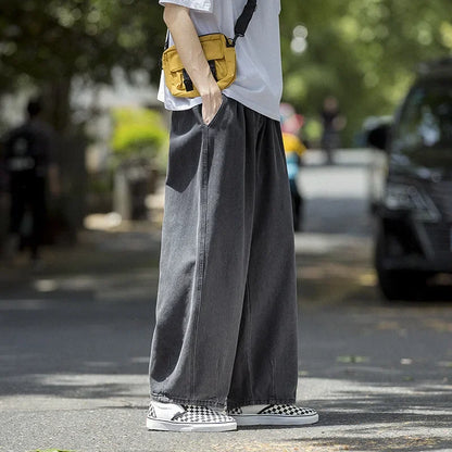 Men's Jeans Hip Hop Streetwear Skateboard Neutral Denim Trousers Men Jeans Wide Leg Denim Cargo Jean Pants Loose Straight Baggy