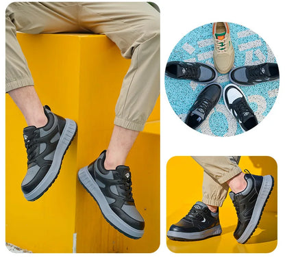 Men's Lightweight Casual Labor Protection Shoes Steel Toe Caps Anti Smashing Anti Piercing Wear-Resistant Work Footwear