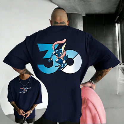 30th Anniversary Greninja Printed T-shirt Summer New Men's and Women's Loose Casual Hip Hop Trendy Short Sleeve Top