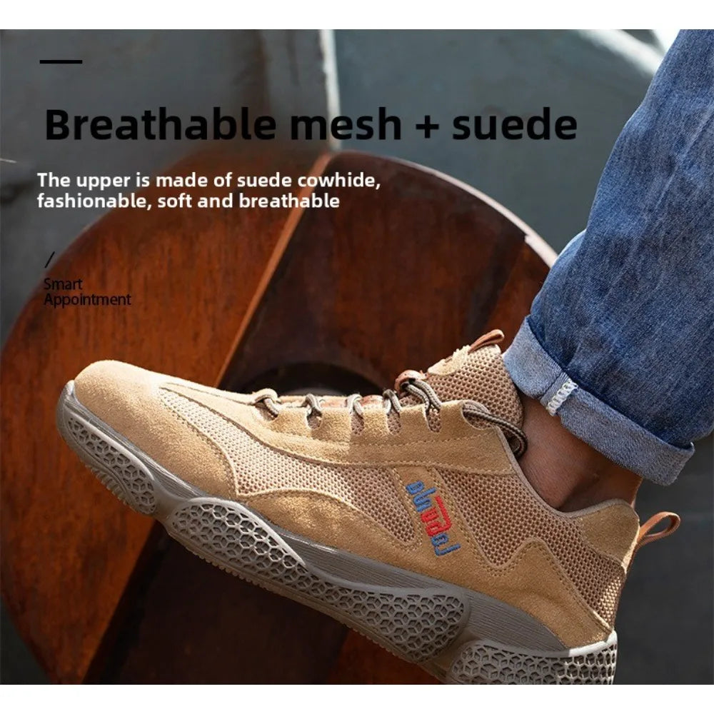 Men's Labor Protection Shoes Steel Toe Caps Lightweight Anti Slip Safety Work Shoes Anti Piercing Smashing Functions