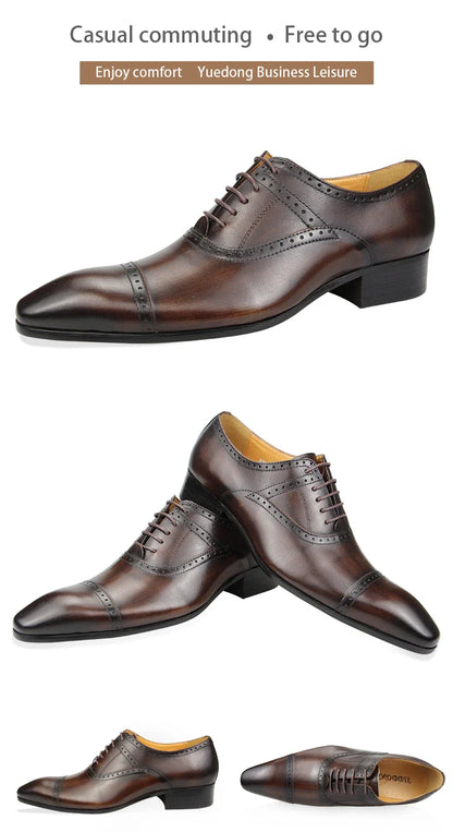 Elegant Formal Men Shoes Top Layer Cow Leather Oxfords Business Office Lace Up Luxury Design Handmade Dress Fashion Males' Shoe