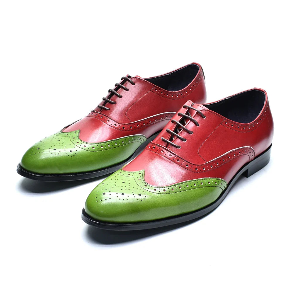 Luxury Men's Wedding Oxford Dress Shoes Genuine Cow Leather Lace-up Wingtip Brogue Office Business Social Formal Shoes for Man