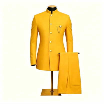 Men's 2-Piece Suit Casual Business Solid Color Turn-Down Collar Single Button Blazer Pants Ensemble Moda Masculina