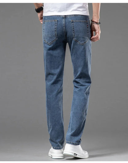 2026 Men White Jeans Fashion Casual Classic Style Slim Fit Soft Trousers Male Brand Advanced Stretch Pants
