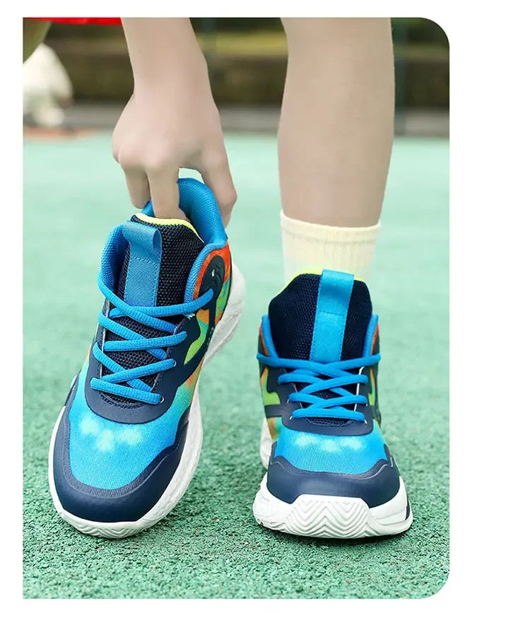 Children Basketball Shoes Breathable Mesh Boys Girls Fashion Sneakers School Sport Shoes Kids Casual Trainers Outdoor Athletic