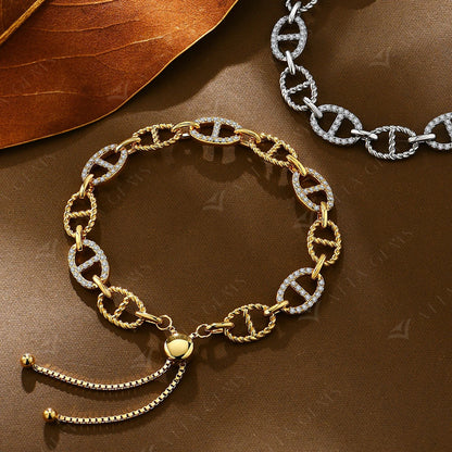 D VVS1 Color Moissanite Diamond Bracelet for Women Men 925 Sterling Silver Adjustable chain Sparkling Hand Fine Jewelry