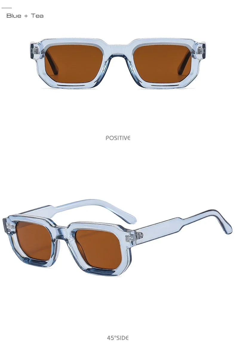 Fashion Blue Square Sunglasses For Women Men Retro Luxury Designer Clear Lens Sun Glasses Shades UV400 Eyeglasses