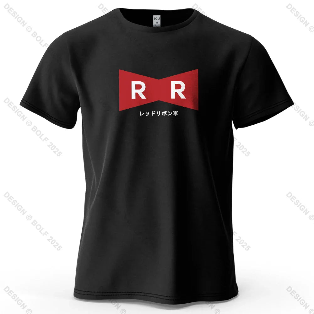 Red Ribbon Army Printed Men's T-Shirt 100% Cotton Oversized Anime Graphic Tees for Women Tops Tees Casual Streetwear
