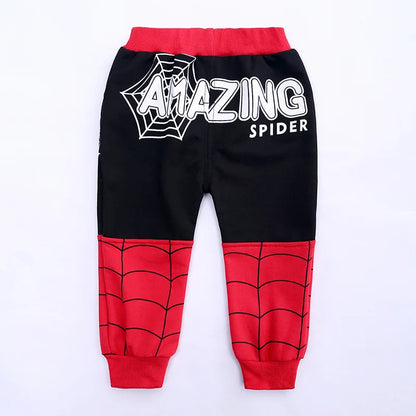 3pcs Cartoon Print Spiderman Cosplay Costume Autumn Kids Boys Sleeveless Hooded Vest +T Shirt+Pant Tracksuit Children Outfits