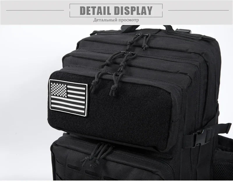 45L Tactical Backpack survival Bag Hunting MOLLE Backpack GYM For Men EDC Outdoor Hiking Rucksack Witch Bottle Holder