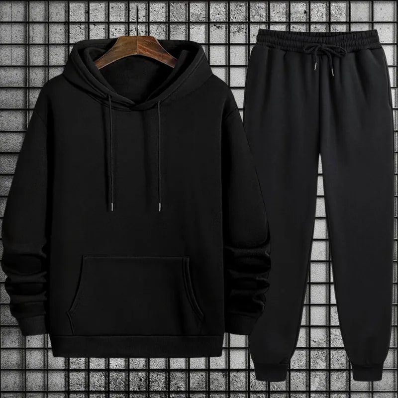 2025 New in Men's Sportswear Solid Color Hoodie + Sweatpants Urban Casual Fashion Tracksuit Fall/winter Comfort Warm Soft Outfit
