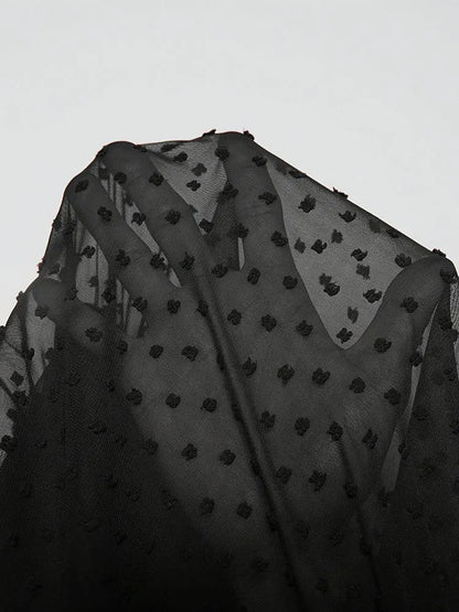 New Sexy V-Neck Short Dress Plus Size Solid Polka Dot Long-Sleeve American Slim A-Line Skirt Elegant Party Women's Evening Dress