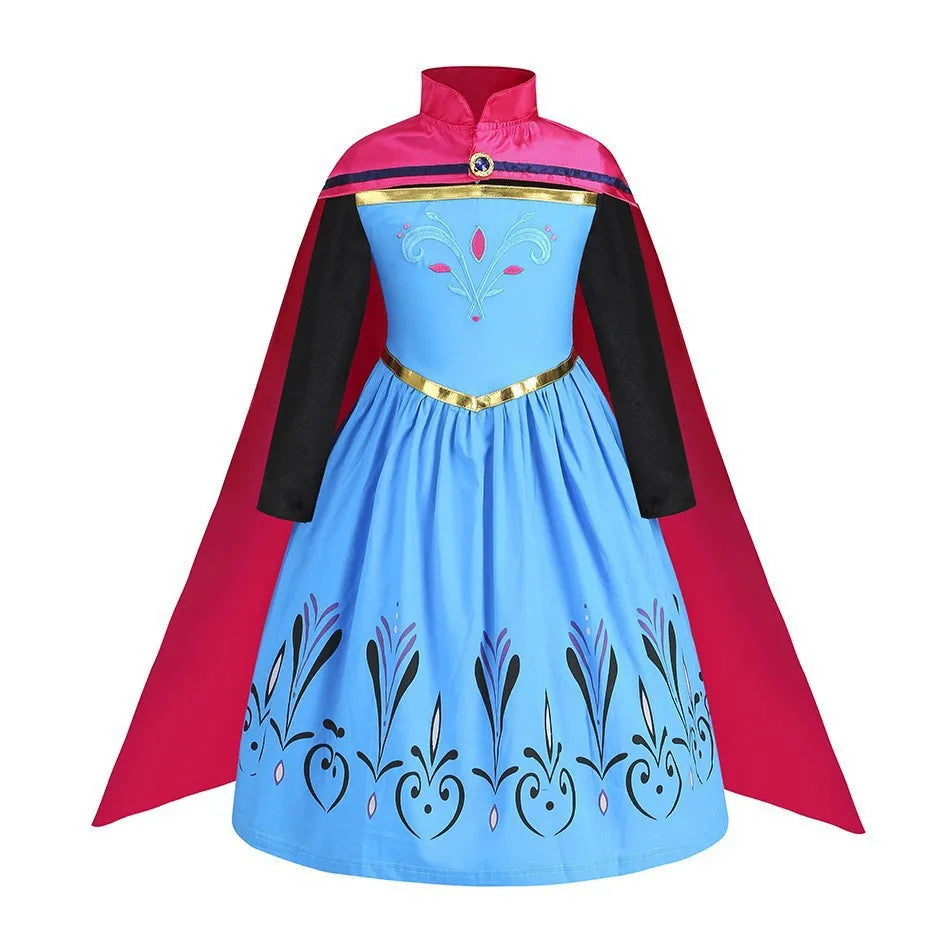 Holiday Party Birthday Gift Girls Cosplay Elsa White Snow Moana Princess Dress Summer Casual Dress + Accessories Set