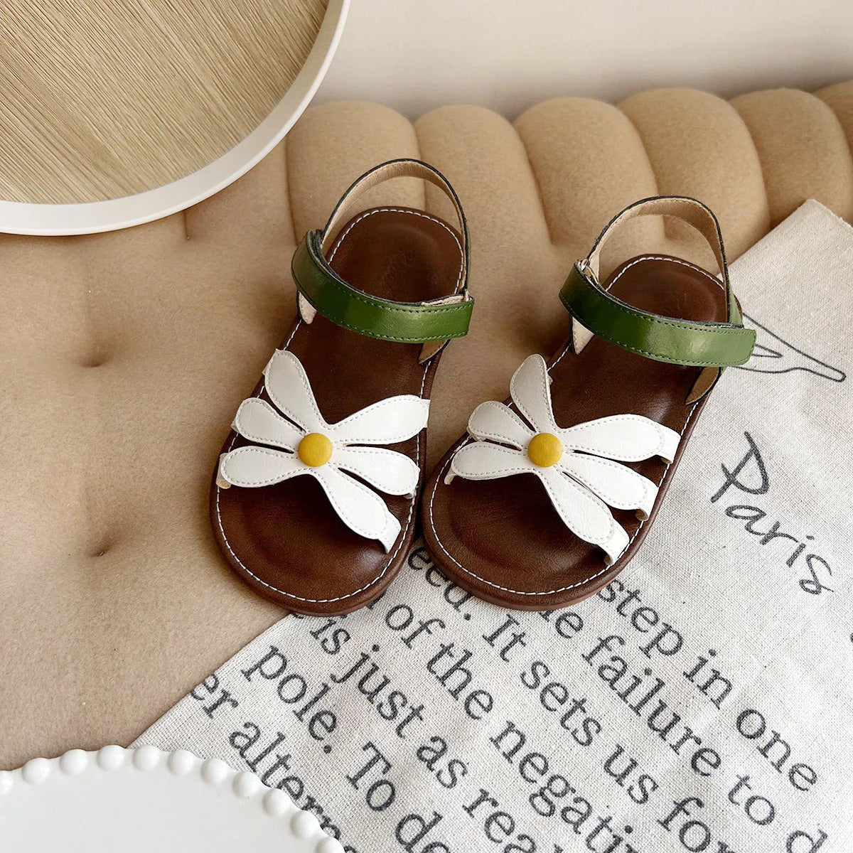 Summer Toddler Girls Flower Sandals Soft Non-Slip Sole Breathable Lightweight Casual Shoes for Beach Daily Outdoor Wear