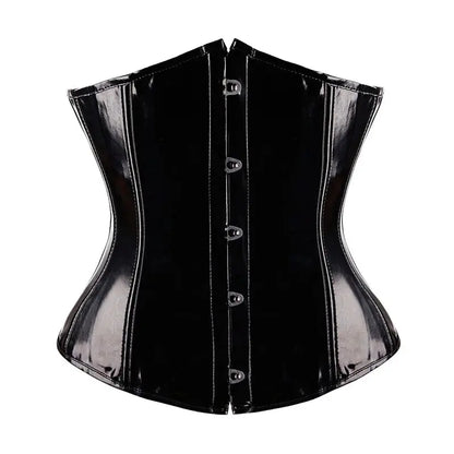 Black Glossy PVC Vinyl Underbust Corset Top for Women Push Up Bustier Goth Punk Waist Cincher Body Shaper Plus Size Sexy Korsett