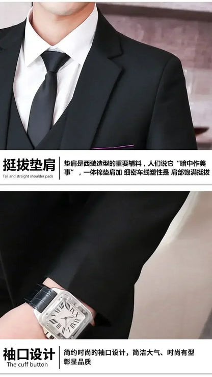 S-8XL (Blazer+ Vest + Pants) Men's fashion casual outdoor gentleman business wedding slim-fit formal British style wedding suit