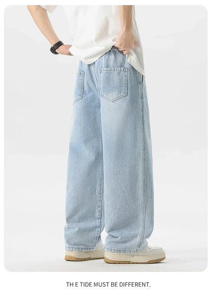 Men's Jeans American Loose Wide-leg Loose Straight Casual Trousers Street Hip-hop Baggy Jeans Black Grey Blue Streetwear Men
