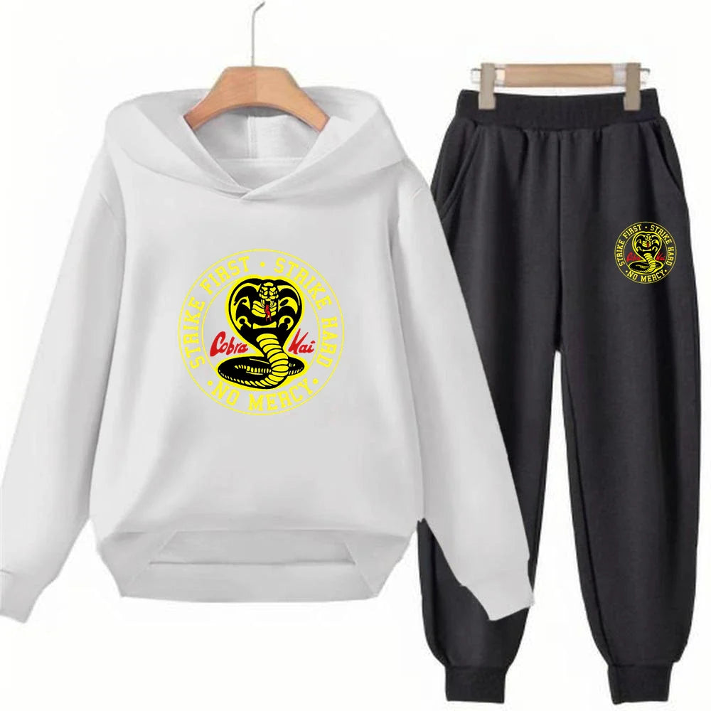 Children's Hoodie+Pants black Children cobra stamp Coat Boys Girls Hoodie Tops Leisure Sweatshirr Toddler 3-12 Year Clothing