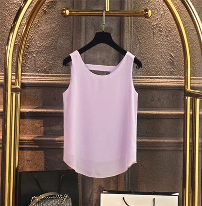 New Arrival Casual Shirt Chiffon Vest Female Summer New Sleeveless Halter T-shirt V-neck Blouse Loose Inside Cover Bellies