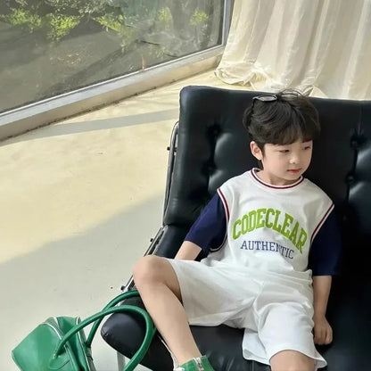 2pcs Kids Boys Short Sleeve Set 2025 Thin Children's Girls Tops +short Clothing Quick Dry Sports Suit