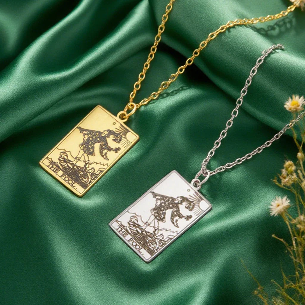 Tarot Cards Necklace Women Stainless Steel Necklace Wealth Amulet Classic Tarot Major Arcana Divination Charm Jewelry