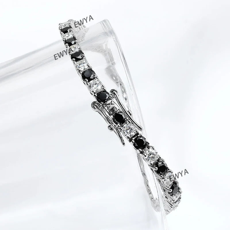 Full 3/4/5/6.5MM D Color Blue Green White Moissanite Tennis Bracelet for Men Women S925 Silver All Diamond Link Bracelets