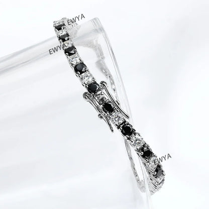 Full 3/4/5/6.5MM D Color Blue Green White Moissanite Tennis Bracelet for Men Women S925 Silver All Diamond Link Bracelets