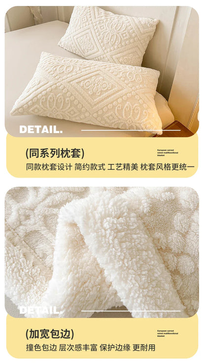 Ultra Soft Double Layer Fleece Blanket for Bed Thickened Cozy Velvet Warmth Blanket Autumn Winter Plush Blankets for Sofa Nap