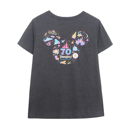 Embroidery T Shirt Women Casual V Neck Short Sleeve Tshirt Top Mickey Cartoon Tee Streetwear