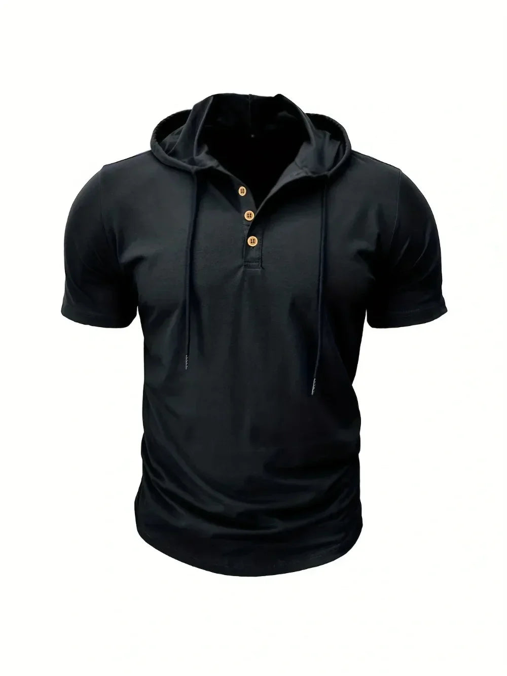 Men T Shirts  Summer Slim Fitness Hooded Short-Sleeved Bodybuilding Quick Dry Tshirt Male Gym Clothes Breathable Sports Tops