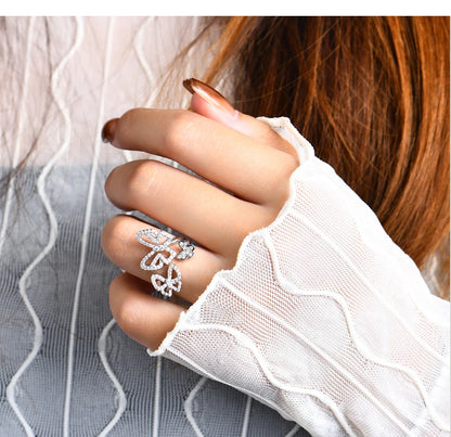 Moissanite Ring for Women Pass Test Christmas Butterfly Rings 925 Sterling Silver Wedding Fine Jewelry for Women's Gift
