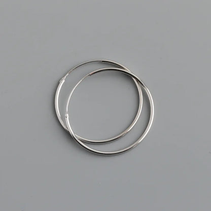 Genuine 925 Sterling Silver Fashion Korean Simple Hoop Earrings for Women Men Charming Chic Party Jewelry Accessories