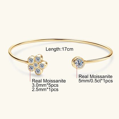 0.5CT Moissanite Bangle Bracelet 18K Gold Plated 925 Sterling Silver Classic Bangle Bezel Set Diamond Bracelet for Women Gifts