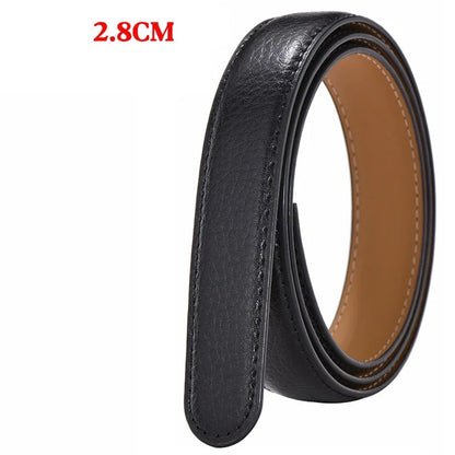 Men Women 2.4 2.8 3.0 3.5 cm Wide Belt No Buckle for Automatic Buckle High Quality PU Leather Belts Body Straps without Buckle