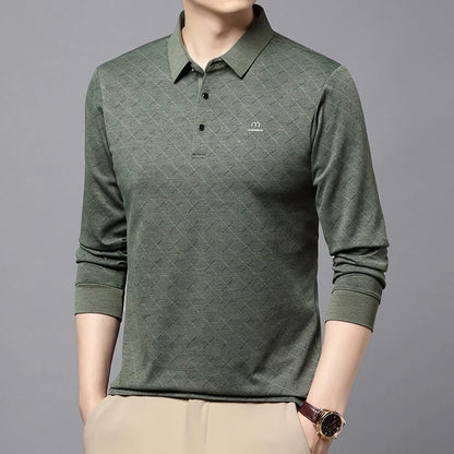 Collar Long Sleeved Polo Shirt for Men in Spring and Autumn 2025 New Business and Leisure Versatile T-shirt