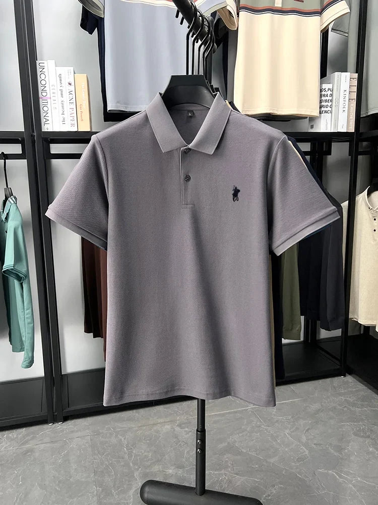 Designer brand 100% cotton short sleeve polo shirt luxury fashion pony embroidery men's business leisure summer new Paul T-shirt