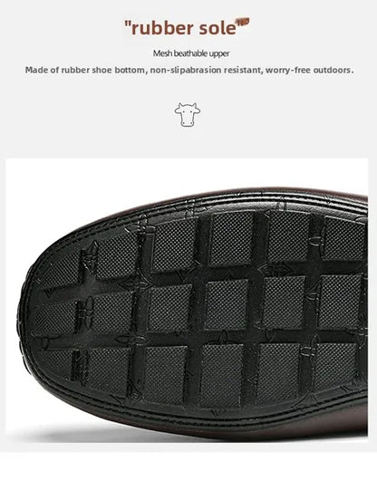 Top-grain Cowhide Men's Shoes, Bean Shoes, Summer Breathable, High-end and Sophisticated Business Casual Leather Shoes