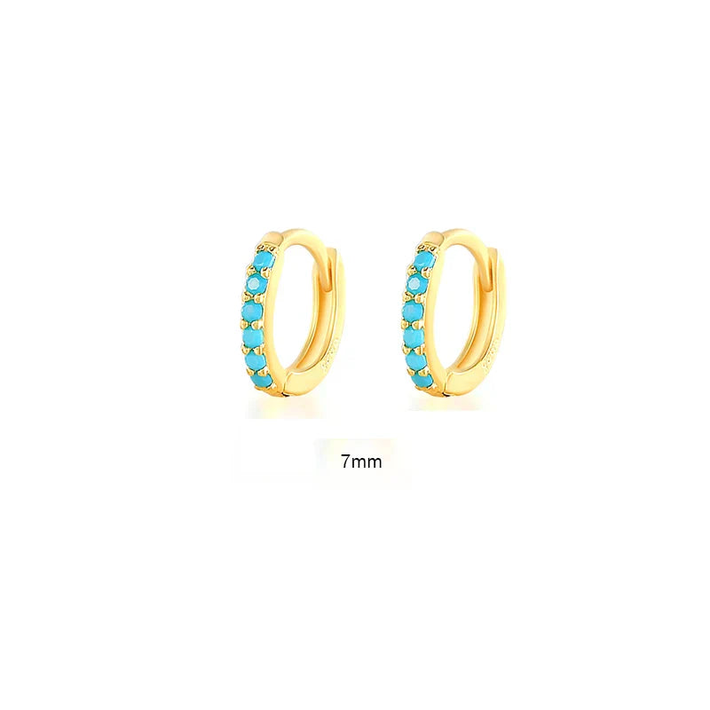 6/7/8/9 MM Cartilage Circle Earrings 925 Sterling Silver Bling CZ Huggie Hoop Earring for Women Piercing Buckle Wedding Jewelry