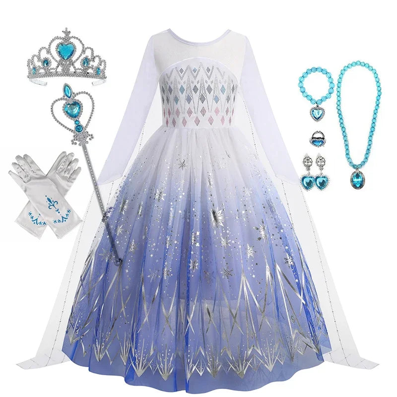 Frozen 2 Elsa Princess Girls Dress Up Snow Queen Costume Carnival Party Halloween Kids Carnival Birthday Party Clothes