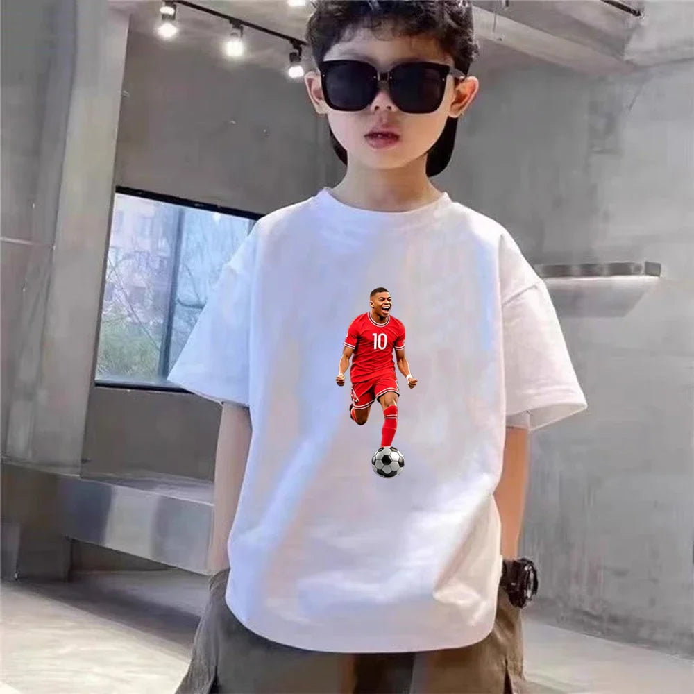 Kids T-Shirt suit boys black girls red Outfit Short Sleeve T-Shirt Children's Age 3-12 Football player number 10 Cool Clothing