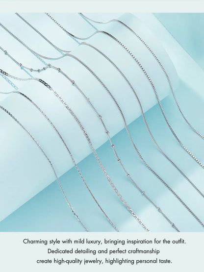 Classic Basic O-chain Solid 925 Sterling Silver Lobster Clasp Adjustable Necklace Box Cable Chain DIY Jewelry for Women