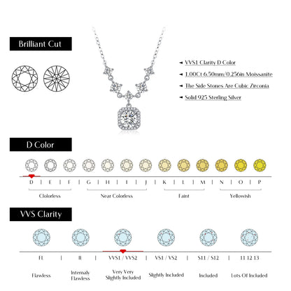 D Color Moissanite 925 Sterling Silver Luxury Geometric Charm Necklace Bracelet For Women Wedding Statement Jewelry Set