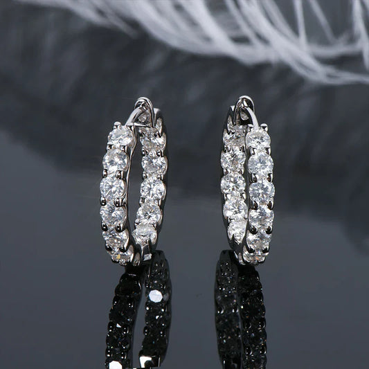 Hoops 100% 925 Sterling Silver Real 3mm Moissanite Stud Earrings For Women Sparkling Jewelry Gifts with Certificate Gifts
